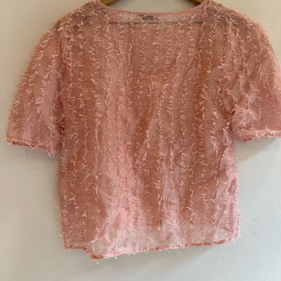 Zara Light Pink Short Sleeve Textured Top - Picture 3 of 3